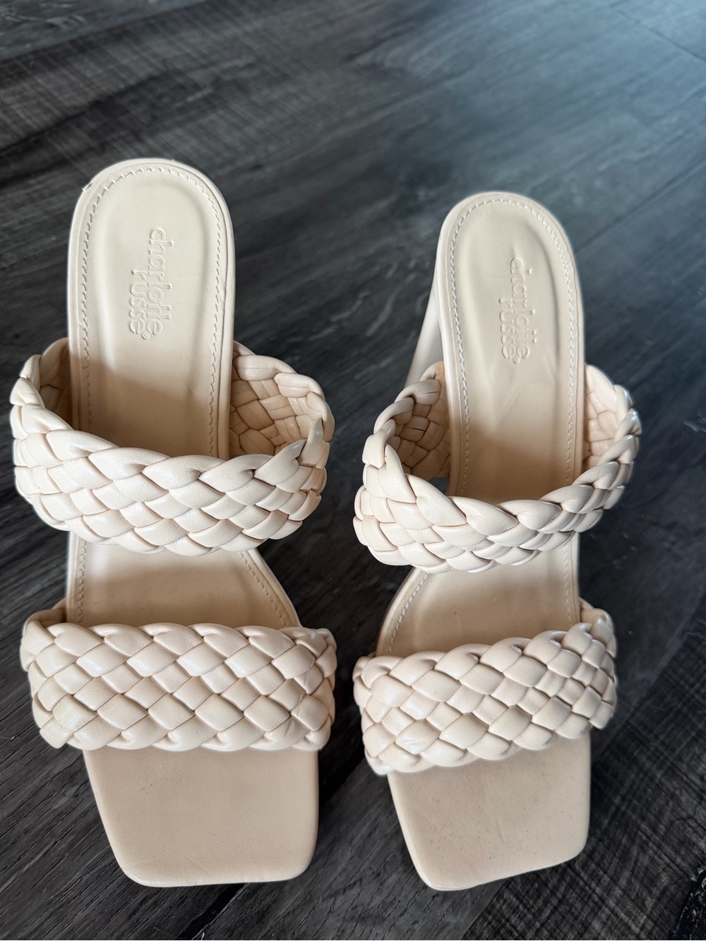 Charlotte Russe Braided Double-Strap Slide Sandals - Cream